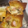 ぱにぱる's cooksnap of when they made BBQにもワンタンの皮でお洒落カップピザ.