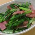 まいにちはっぴー's cooksnap of when they made ベーコンと小松菜のにんにく醤油炒め.