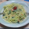 ちなみ１６'s cooksnap of when they made らくらくサーモン＆ほうれん草ぱすた☆.