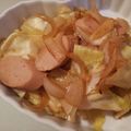 megupuni's cooksnap of when they made キャベツと魚肉ソーセージのソース炒め.