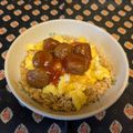 龍青空ママ's cooksnap of when they made ふわふわ卵にミートボール乗っけ弁当.