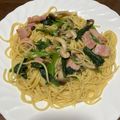 N7deda42757fx7's cooksnap of when they made ☆ほうれん草とベーコンの和風パスタ☆.