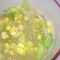 ムクドリ's cooksnap of when they made 春雨とキャベツのコーンなスープ.