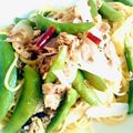 Akola's cooksnap of when they made スナップえんどうと新玉ねぎとツナのパスタ.