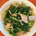 caruga's cooksnap of when they made 魚肉ソーセージとほうれん草のパスタ.
