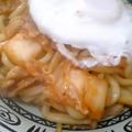 プチあや's cooksnap of when they made 黄身をからめて☆キムチ焼きうどん.