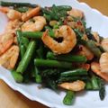 ぽこたんぽ's cooksnap of when they made えびとアスパラのにんにく炒め☆.