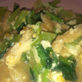3チビ㎡A's cooksnap of when they made ポカポカ*:.｡小松菜と油揚げの卵とじ.