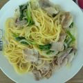 ooちさとoo's cooksnap of when they made ひと手間省く、ほうれん草ベーコンパスタ.