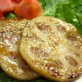 シロノワール's cooksnap of when they made 簡単！肉詰め蓮根の照り焼き.