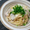 riena26's cooksnap of when they made 海老ときのこと明太子のクリームパスタ.