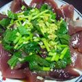 幸せのかけら's cooksnap of when they made カツオ刺身のいろいろ乗せました.