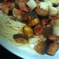 絵美＊卓広's cooksnap of when they made モッツァレラ＆茄子ベーコンのトマトパスタ.
