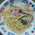 nnhmla's cooksnap of when they made ＊きのことベーコンのクリームパスタ＊.