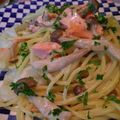 秘伝のタレ's cooksnap of when they made 鮭と小松菜の豆乳パスタ.
