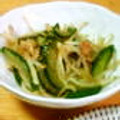 みわたけ's cooksnap of when they made きゅうりともやしのピリ辛炒め.