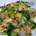 月見男子's cooksnap of when they made 豚バラ肉と小松菜、卵の炒めもの.