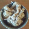 DSH兎's cooksnap of when they made 卵２つで４個♪ほうれん草＆ネギ入り巾着煮.