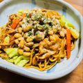 kinniko's cooksnap of when they made そうだ♪焼きそばに納豆乗せてみよう♡.