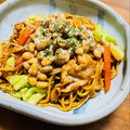 kinniko's cooksnap of when they made そうだ♪焼きそばに納豆乗せてみよう♡.