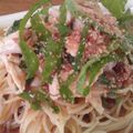 ごはんと酒と私's cooksnap of when they made ノンオイル梅とささみのヘルシーパスタ.