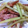 すぃーてぃ's cooksnap of when they made セロリとウィンナのガーリックバター炒め♡.
