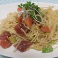 arinappu's cooksnap of when they made トマト・マグロ・アボガドの冷製パスタ.