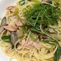 amimiko's cooksnap of when they made 大葉の香る鮭としめじの和風パスタ.