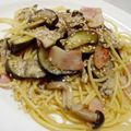 おうさ's cooksnap of when they made ベーコンと秋なすの和風スパゲティごま風味.