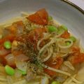 みゃ・∀・'s cooksnap of when they made フルーツトマトとツナと枝豆の冷製パスタ.