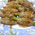 こうくんオカン's cooksnap of when they made 豚バラの野菜巻き　ごま味噌ソース.
