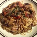 runmaru710's cooksnap of when they made チキンソテーとなめこのスパゲッティ.