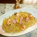 マリーゆう子's cooksnap of when they made にんにく醤油が効いてる塩麹パスタ.