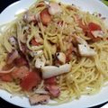 きりとり's cooksnap of when they made イカ、トマト、バジルde冷製パスタ.