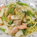 yukari−♡'s cooksnap of when they made 鮭のクリームパスタ.