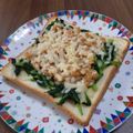 ponnko's cooksnap of when they made 鉄分補給に☆納豆＆ほうれん草トースト.