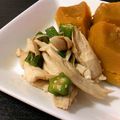 ♪珠香♪'s cooksnap of when they made ♡鶏とオクラのわさび醤油和え♡.