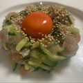 にゃつめ〜's cooksnap of when they made おつまみに！簡単生ハムユッケ.