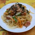 horseland's cooksnap of when they made 簡単☆焼きうどん　魚肉ソーセージでね♪.