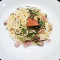 nongk's cooksnap of when they made 明太子パスタにベーコンプラス！.