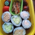 nikomi's cooksnap of when they made ♡ハート♡のカッパ巻き（キャラ弁にも♫）.