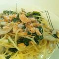 へから夫人's cooksnap of when they made 鮭とほうれん草のクリームパスタ.