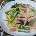 カエルの女王's cooksnap of when they made ひと手間省く、ほうれん草ベーコンパスタ.