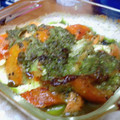 しおかつを's cooksnap of when they made トマトとサーモンの重ね焼き～バジルソース.