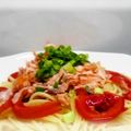 あきてぃんくる's cooksnap of when they made 鮭とトマトの梅風味冷製パスタ.