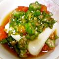 yuririn9's cooksnap of when they made 冷奴★オクラ＆トマト＆大葉のっけ.