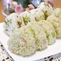 るるおか's cooksnap of when they made ▲ベーコン枝豆のバジルソースおにぎり▲.