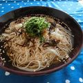 だいはな's cooksnap of when they made 大葉と塩こんぶの梅だれソーメン.
