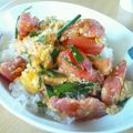 hana★'s cooksnap of when they made 夏休みのお昼にも☆にらトマト丼.