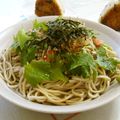 nasubeam's cooksnap of when they made 梅×貝割れ×大葉のぶっかけそば.